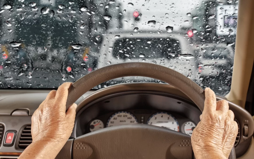 image of difficult driving in the rain